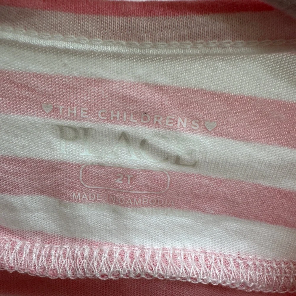 NWOT The Children's Place 2T Girls Pink & White Stripe Ruffled Off Sleeve Blouse
